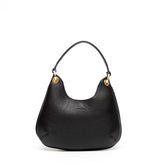 Mini Lou, borsa da donna in pelle martellata nera con tracolla, misure larghezza cm 23, altezza cm 19, profondità cm 6, prodotta da Pianigiani